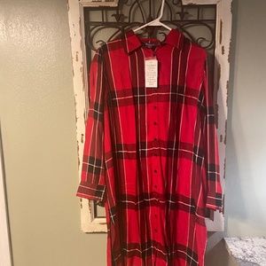 Red plaid duster
